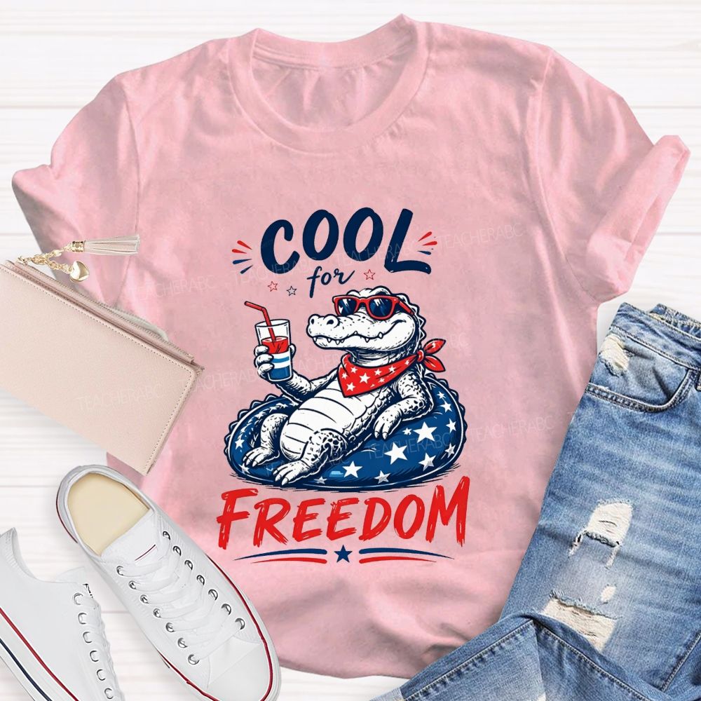 Cool For Freedom Patriotic Alligator Float Drink T-shirt