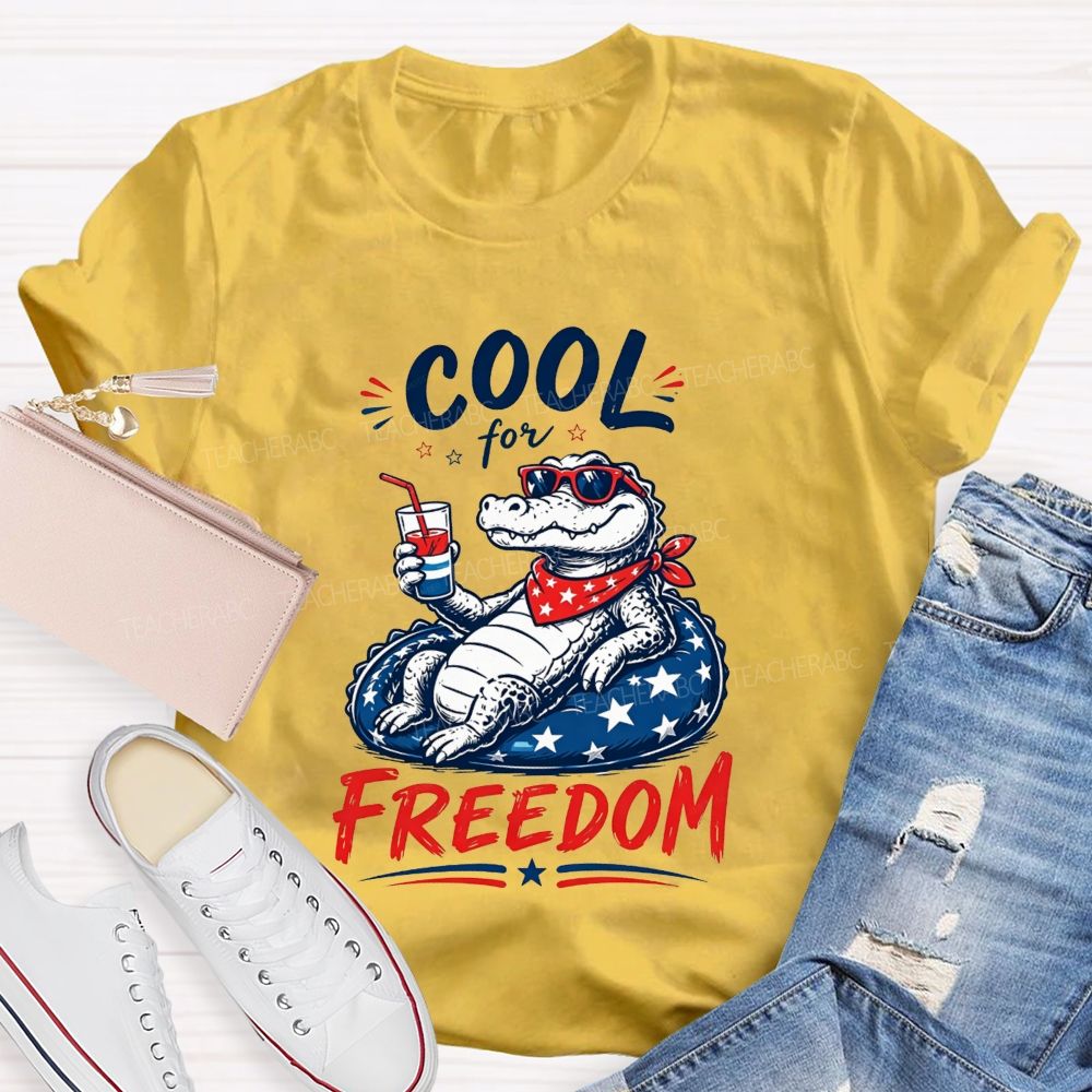 Cool For Freedom Patriotic Alligator Float Drink T-shirt