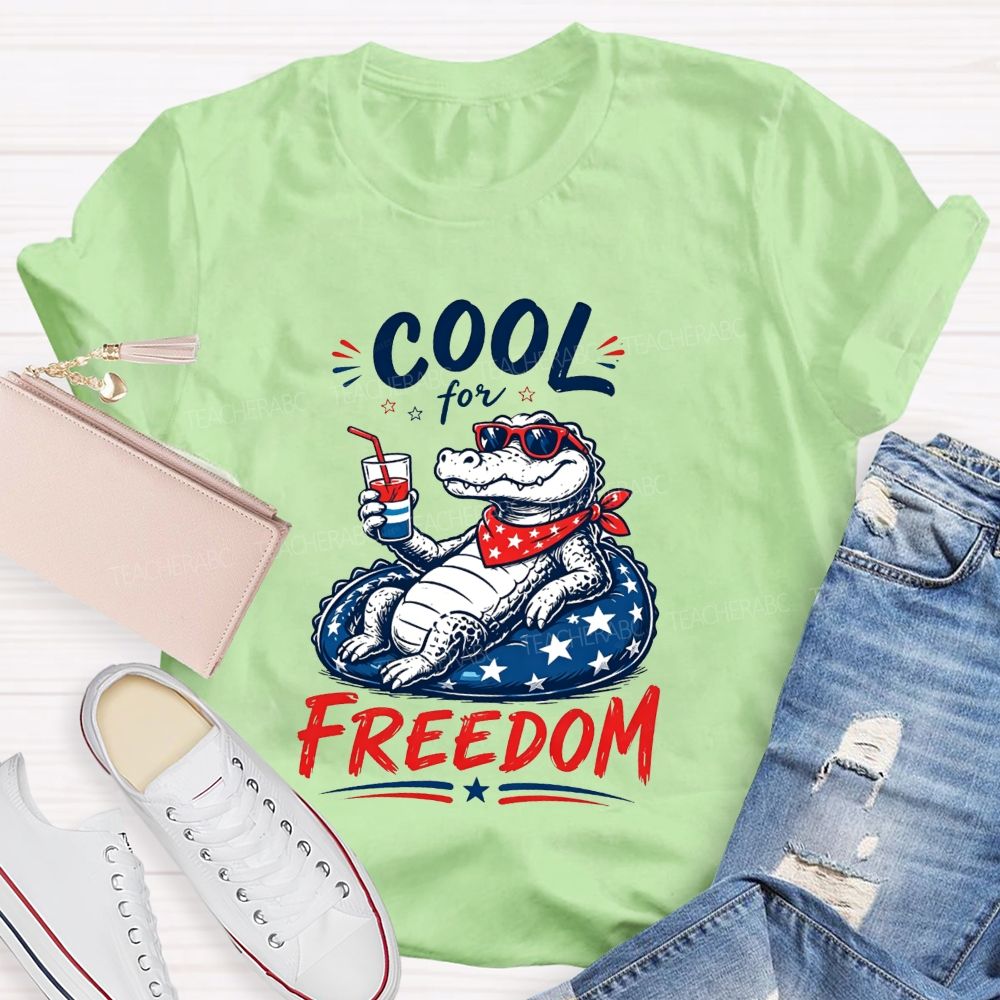 Cool For Freedom Patriotic Alligator Float Drink T-shirt