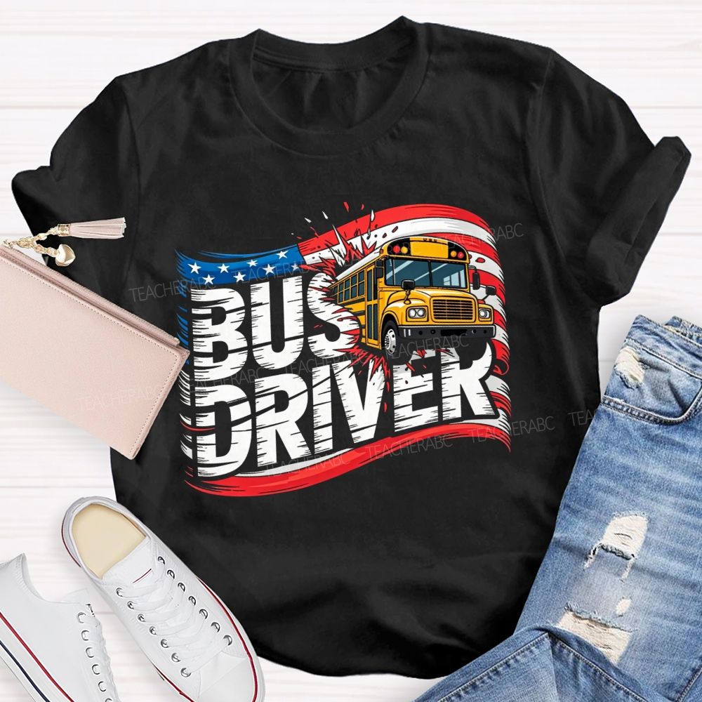 Proud American School Bus Driver T-shirt