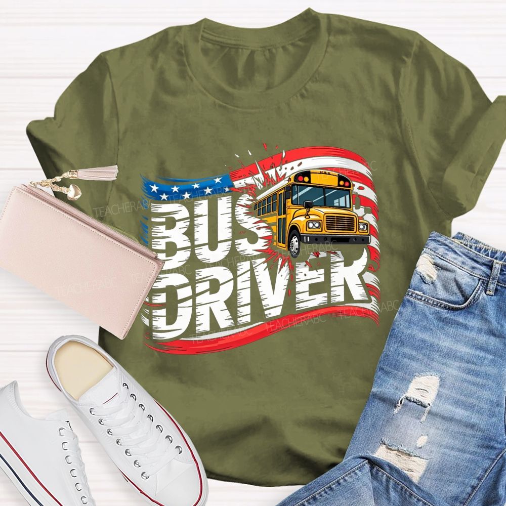 Proud American School Bus Driver T-shirt