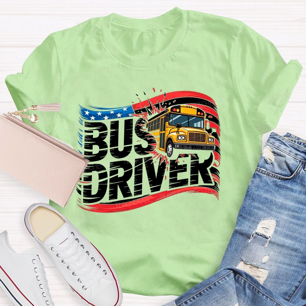 Proud American School Bus Driver T-shirt