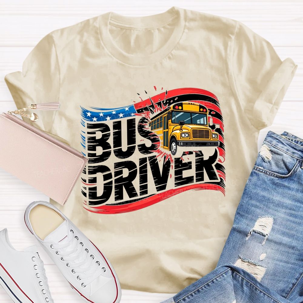 Proud American School Bus Driver T-shirt