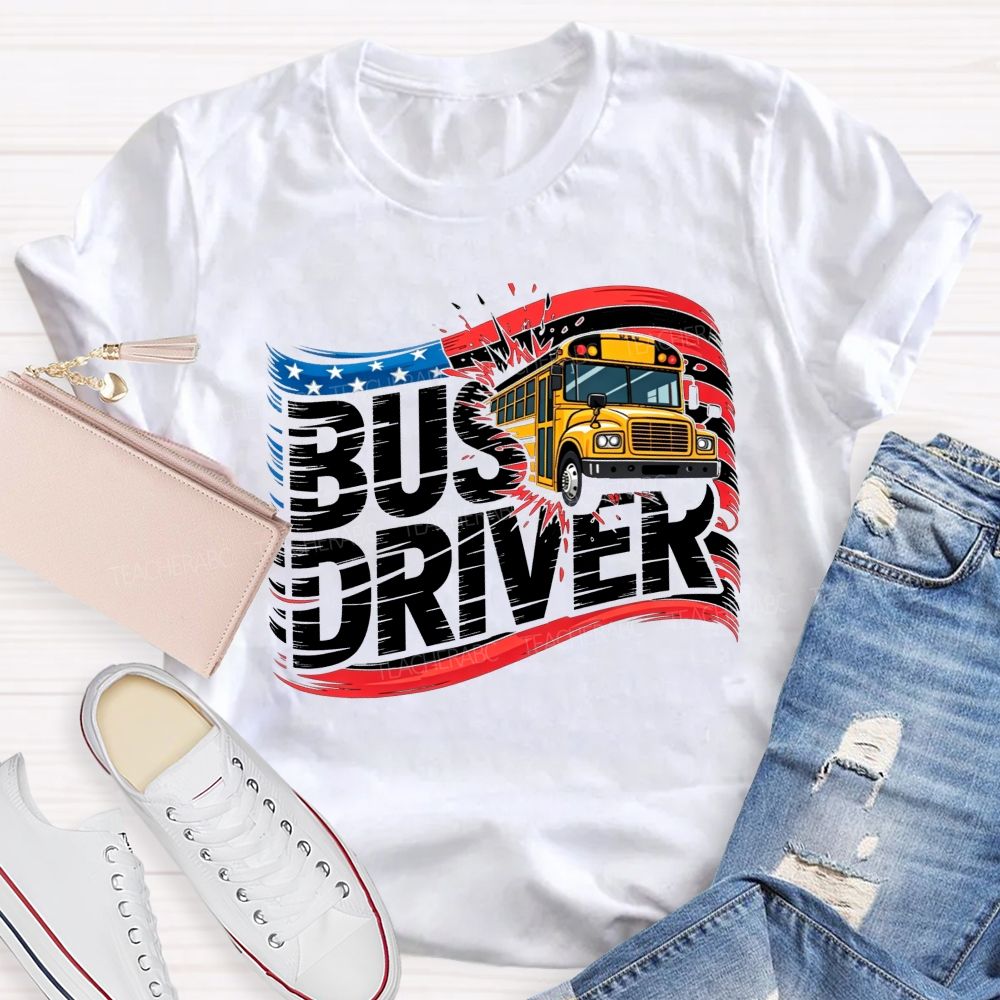 Proud American School Bus Driver T-shirt