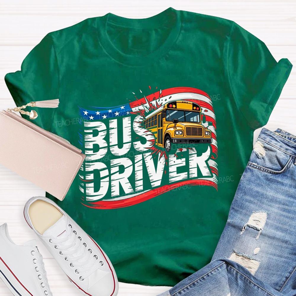Proud American School Bus Driver T-shirt