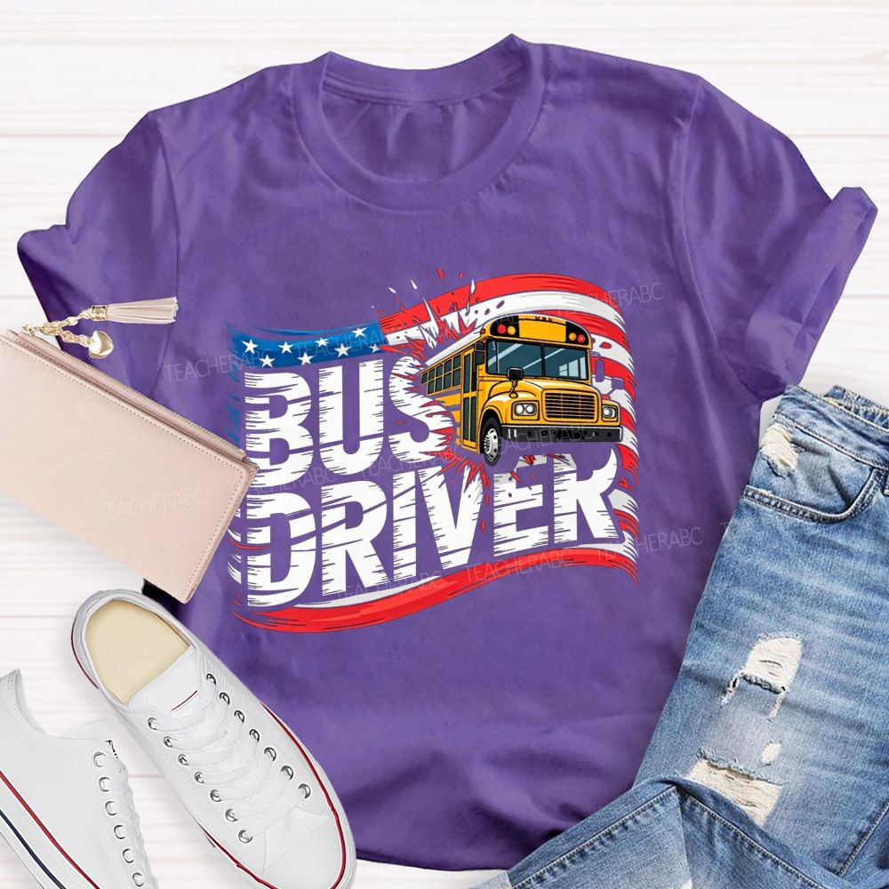 Proud American School Bus Driver T-shirt