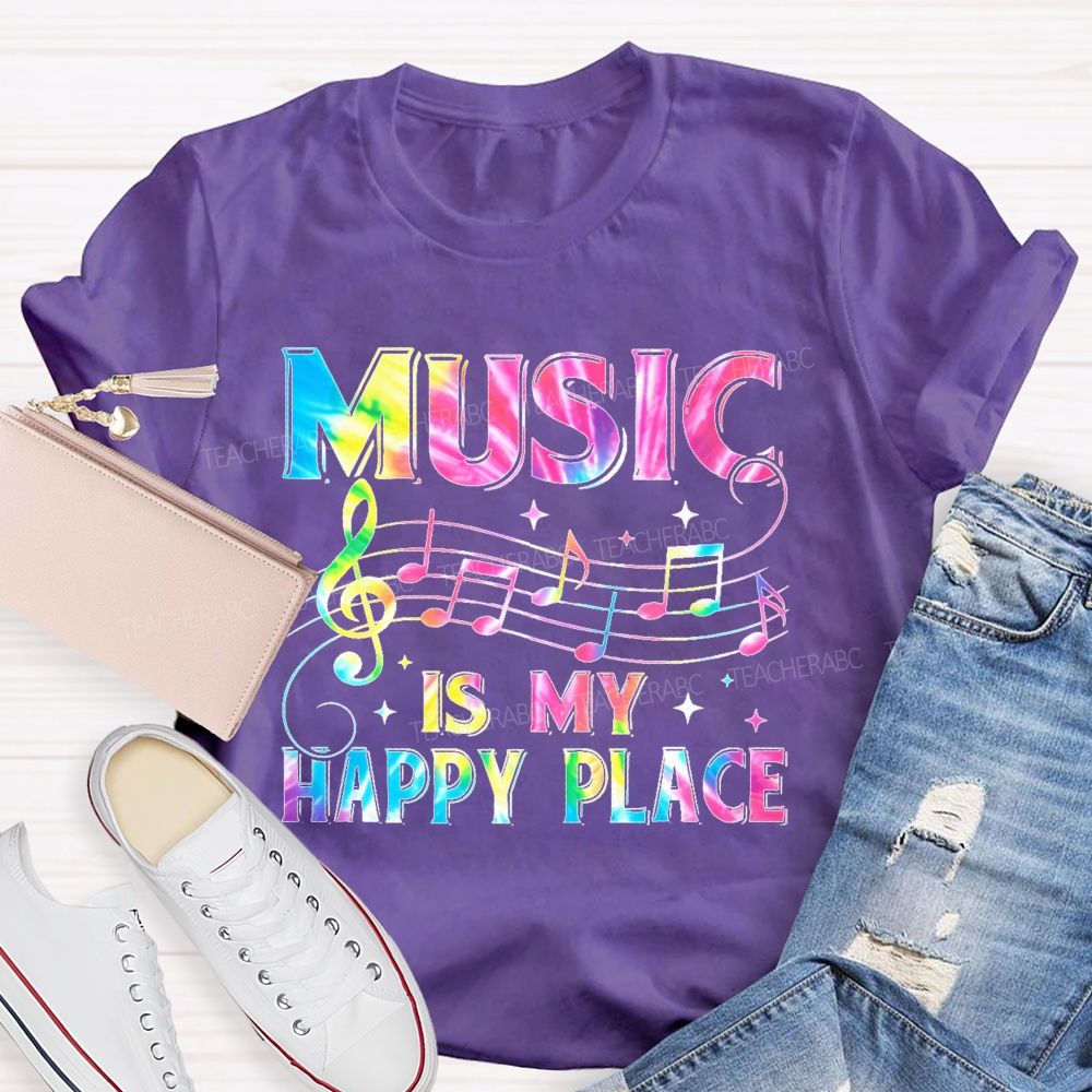 Music Is My Happy Place Graphics  Teacher T-shirt