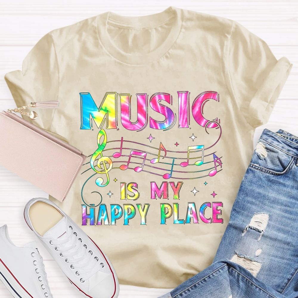 Music Is My Happy Place Graphics  Teacher T-shirt