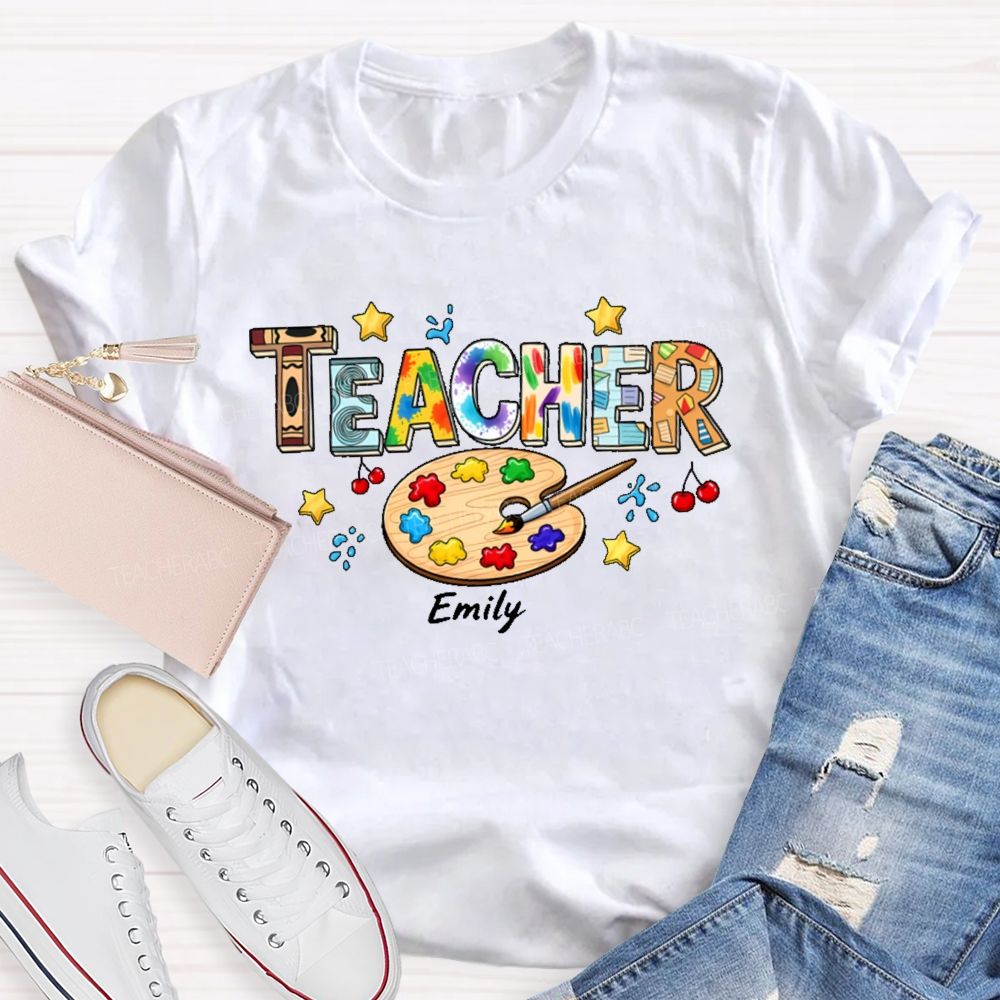 Personalized Name  Art Teacher  Letters Graphics  Teacher T-shirt