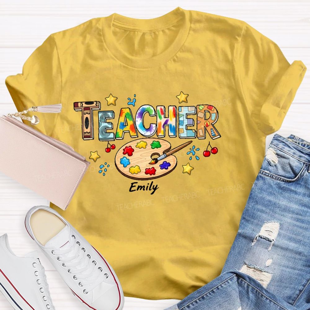 Personalized Name  Art Teacher  Letters Graphics  Teacher T-shirt
