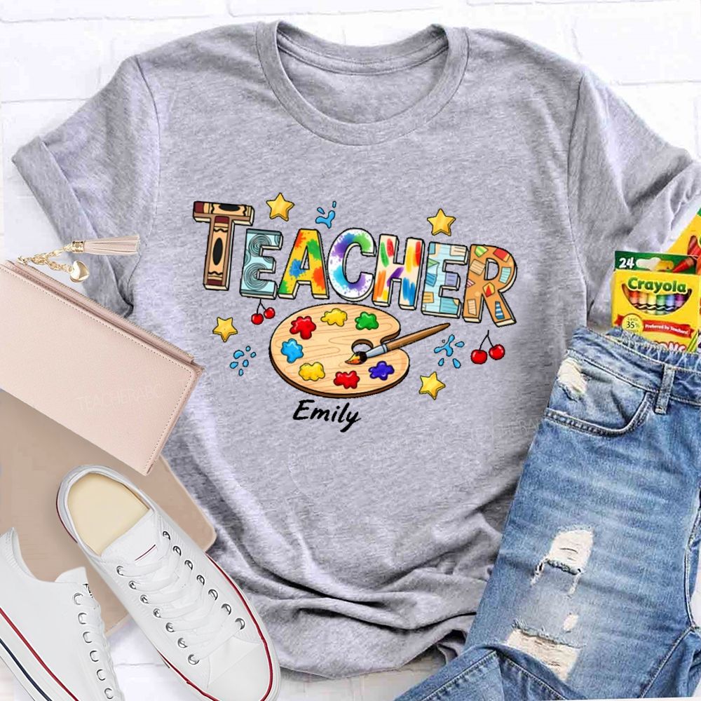 Personalized Name  Art Teacher  Letters Graphics  Teacher T-shirt