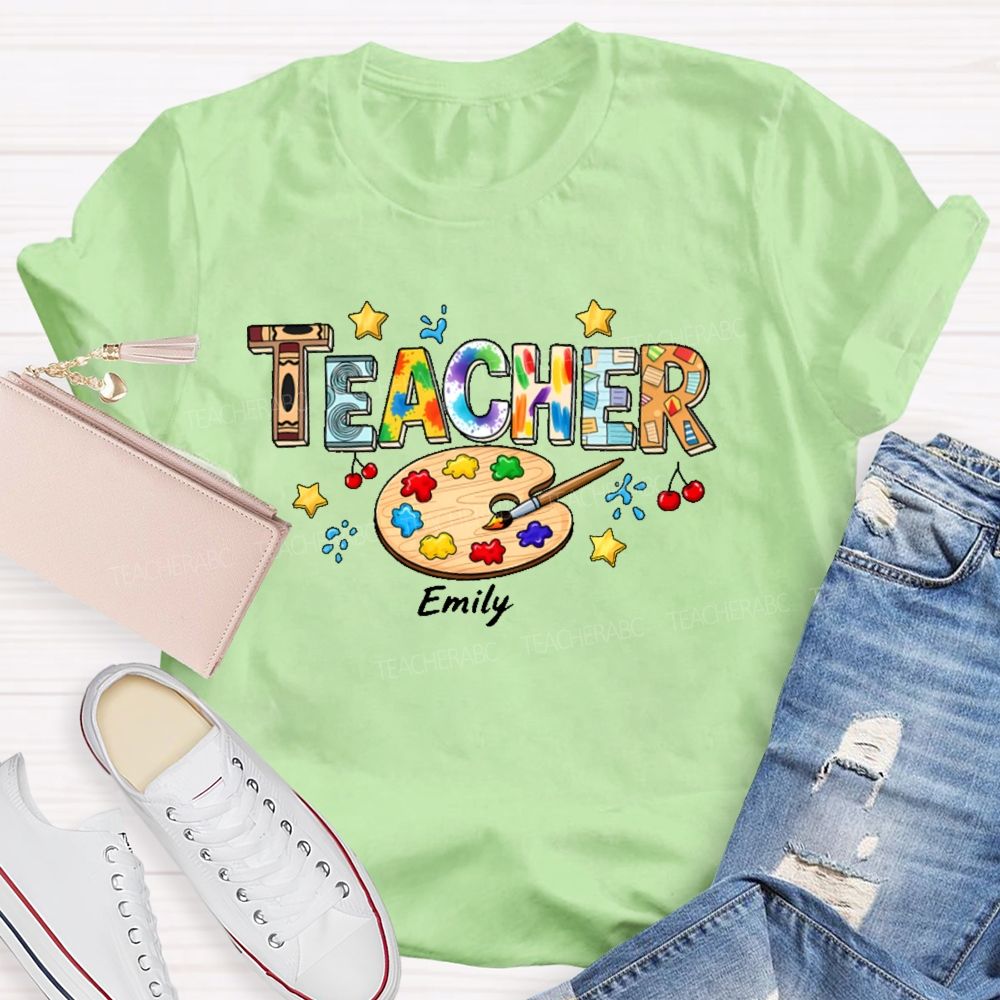 Personalized Name  Art Teacher  Letters Graphics  Teacher T-shirt
