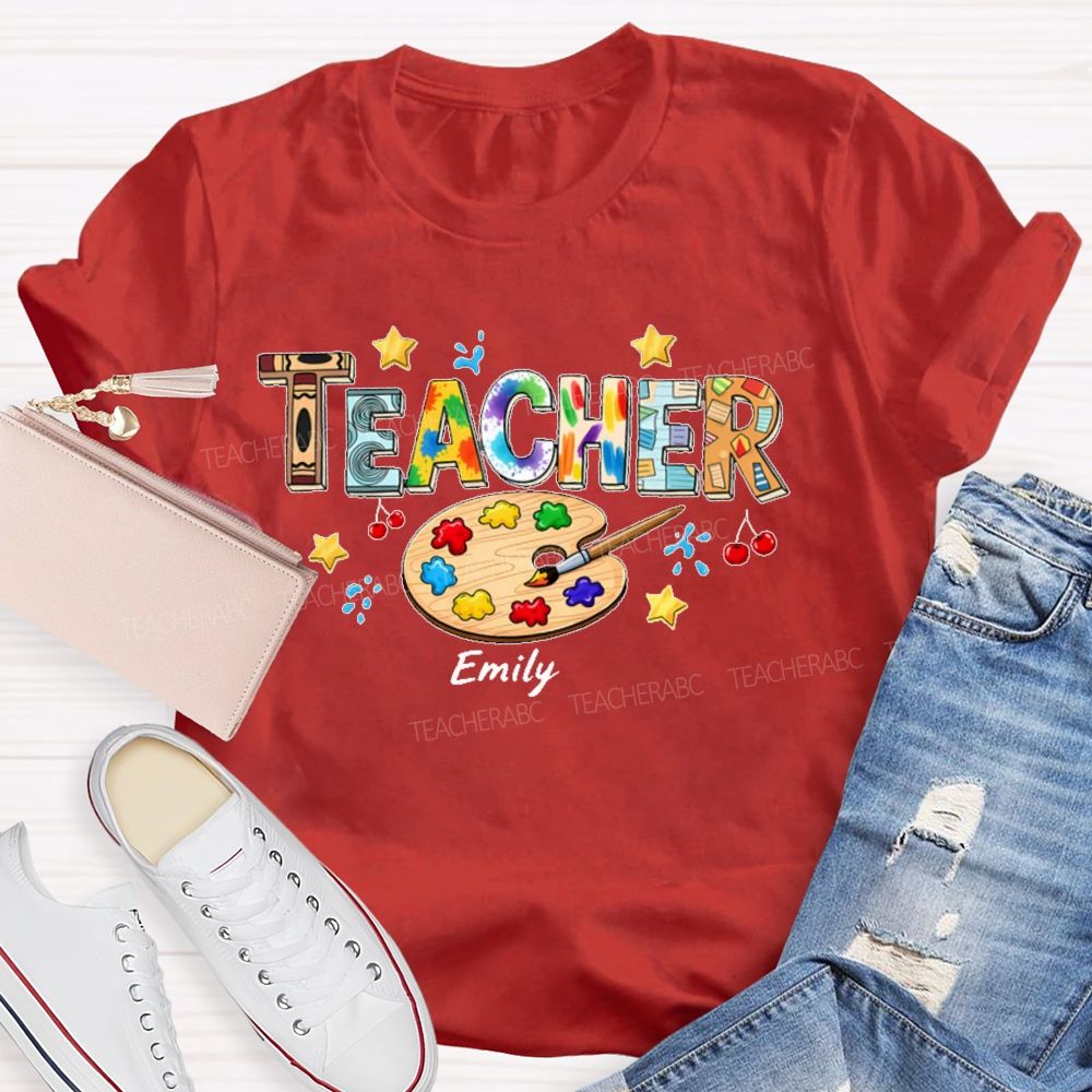 Personalized Name  Art Teacher  Letters Graphics  Teacher T-shirt