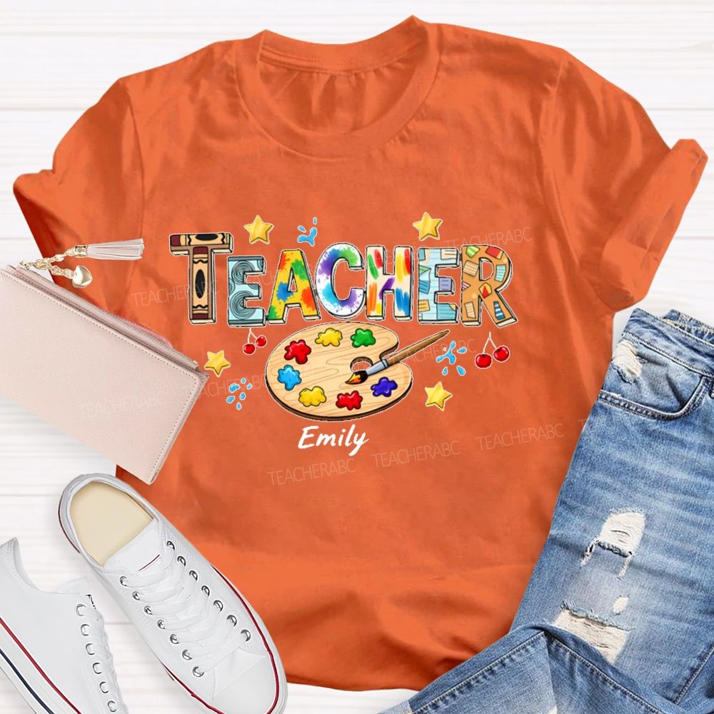 Personalized Name  Art Teacher  Letters Graphics  Teacher T-shirt