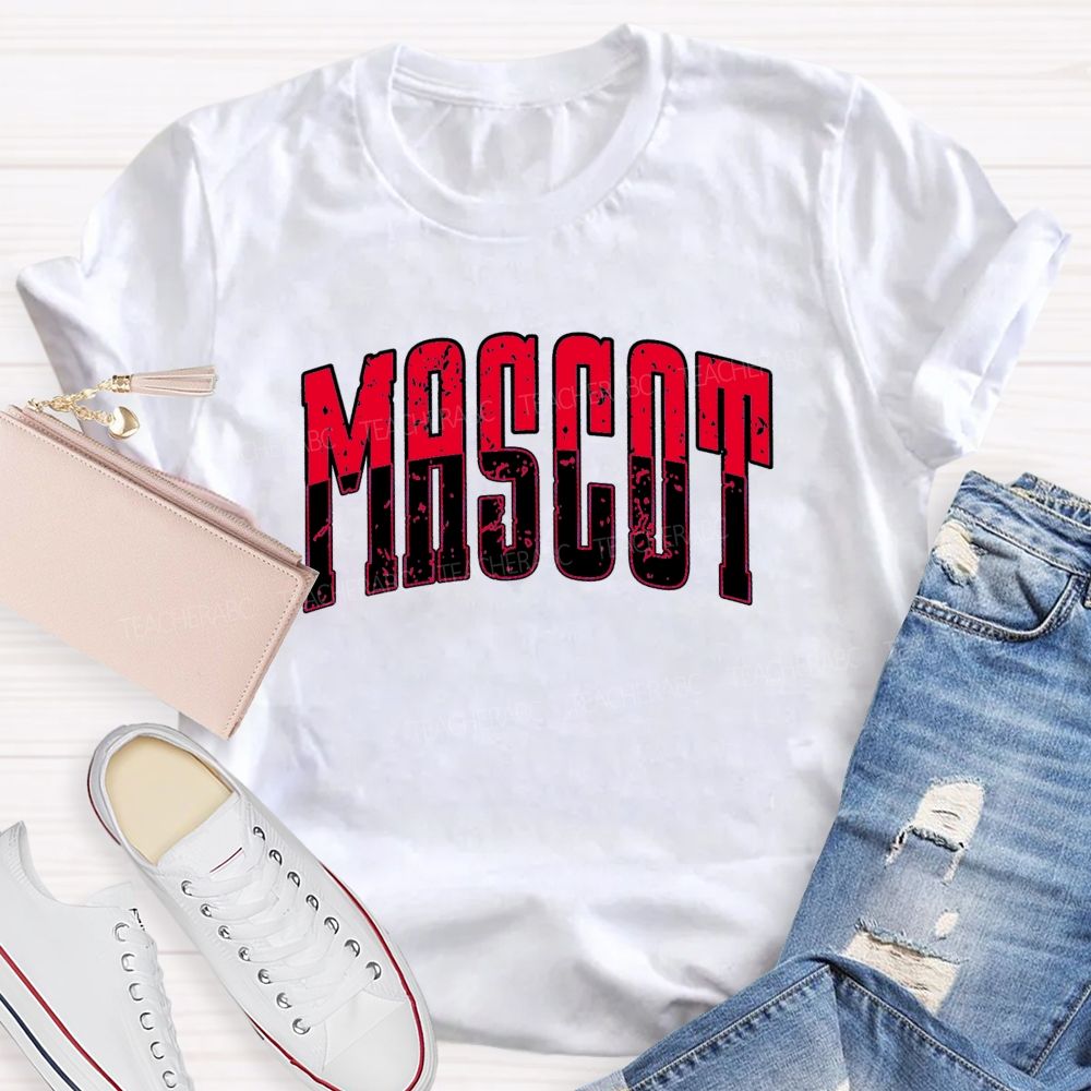 Personalized Mascot Contrasting Color Text Print Teacher T-shirt