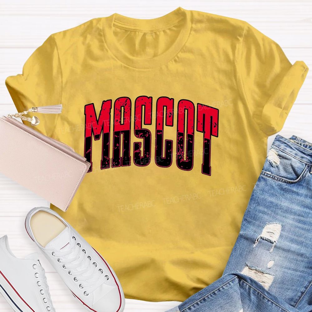 Personalized Mascot Contrasting Color Text Print Teacher T-shirt