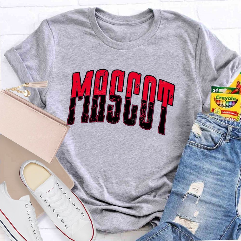 Personalized Mascot Contrasting Color Text Print Teacher T-shirt