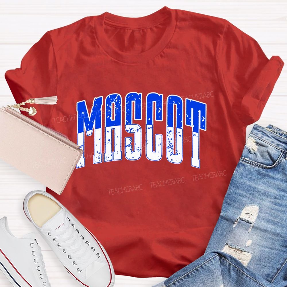 Personalized Mascot Contrasting Color Text Print Teacher T-shirt