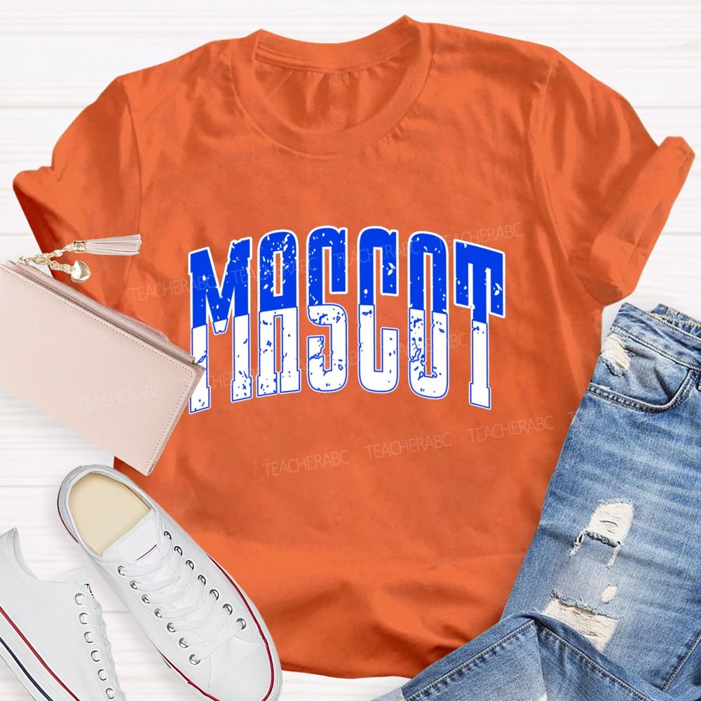 Personalized Mascot Contrasting Color Text Print Teacher T-shirt