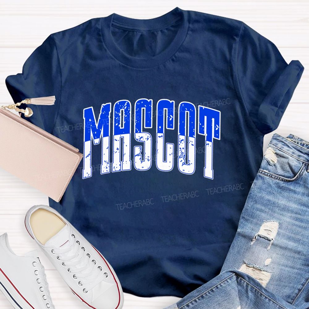 Personalized Mascot Contrasting Color Text Print Teacher T-shirt