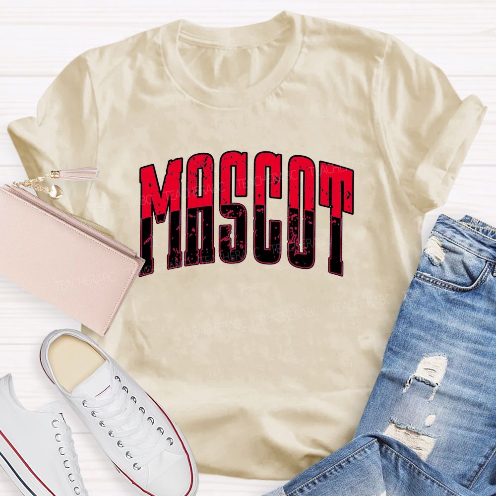 Personalized Mascot Contrasting Color Text Print Teacher T-shirt