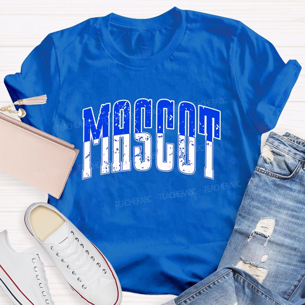 Personalized Mascot Contrasting Color Text Print Teacher T-shirt
