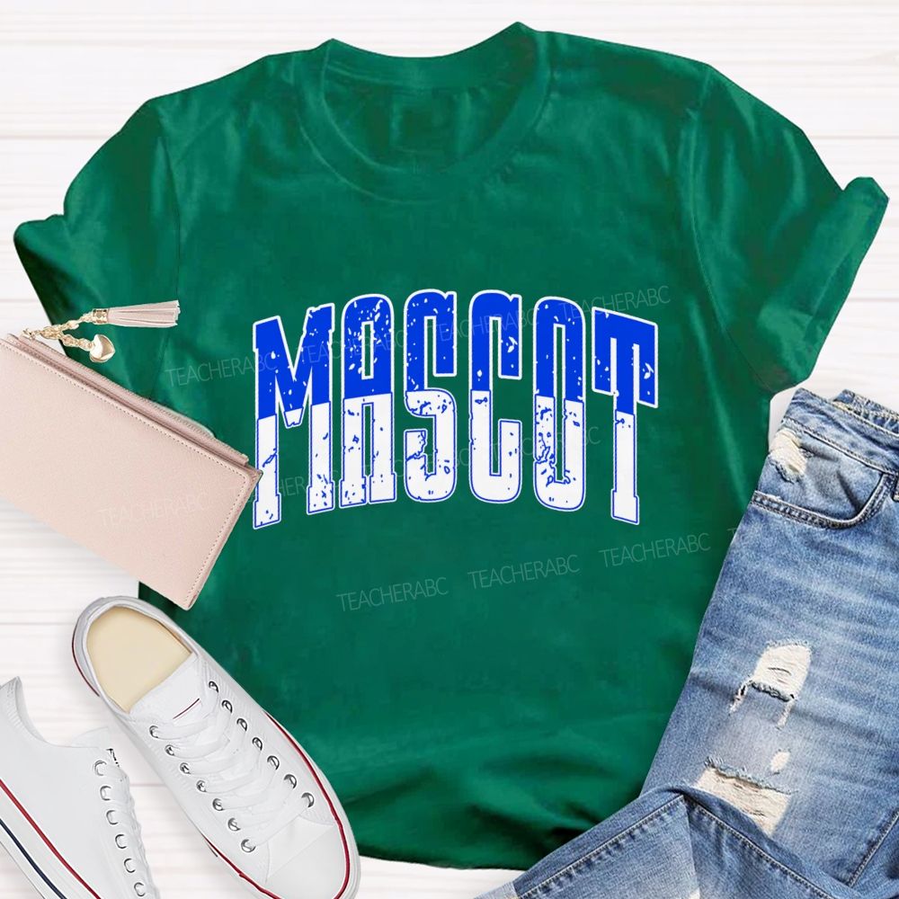 Personalized Mascot Contrasting Color Text Print Teacher T-shirt