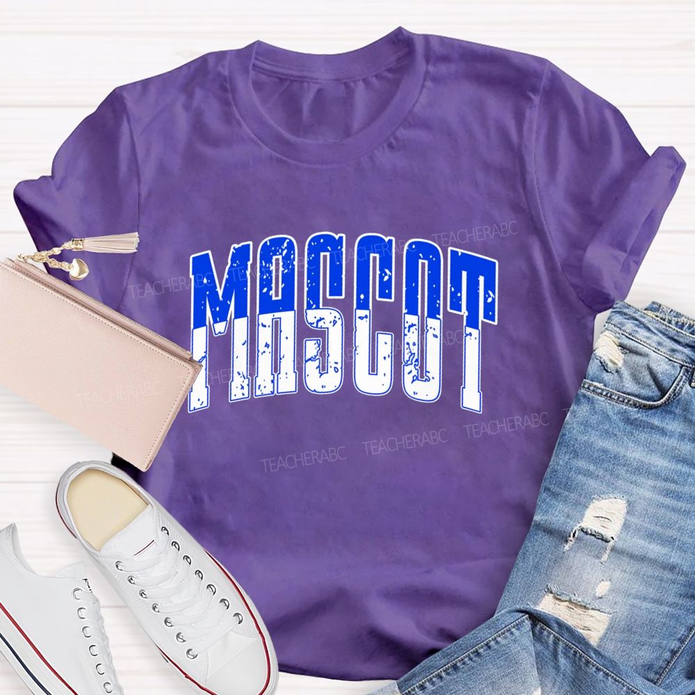Personalized Mascot Contrasting Color Text Print Teacher T-shirt