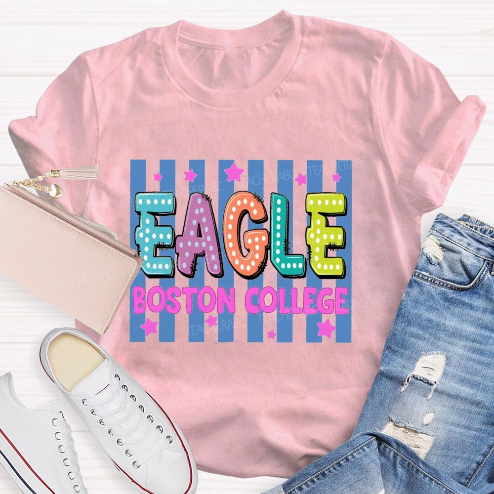 Personalized Mascot And School Name Strip Star Teacher T-Shirt