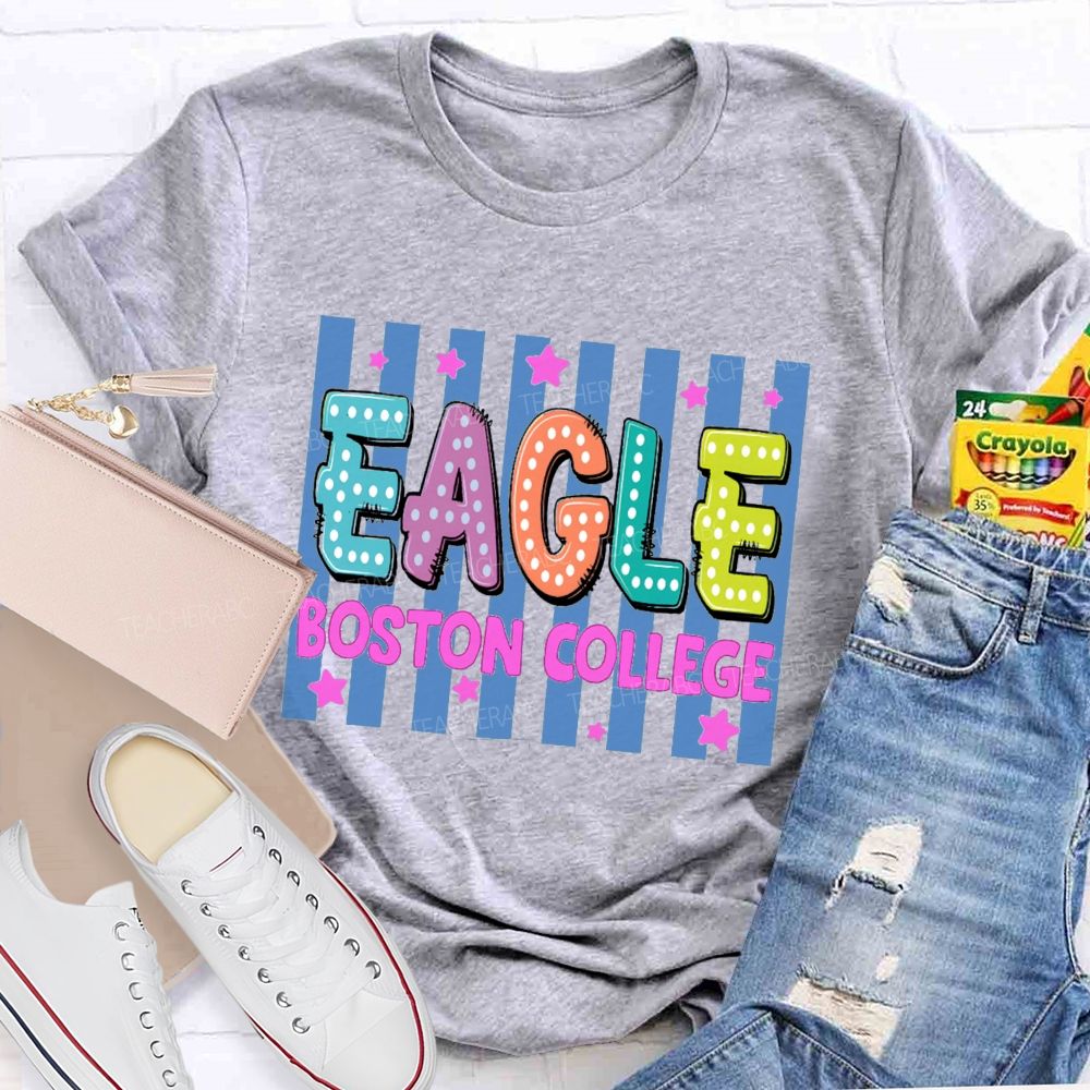 Personalized Mascot And School Name Strip Star Teacher T-Shirt