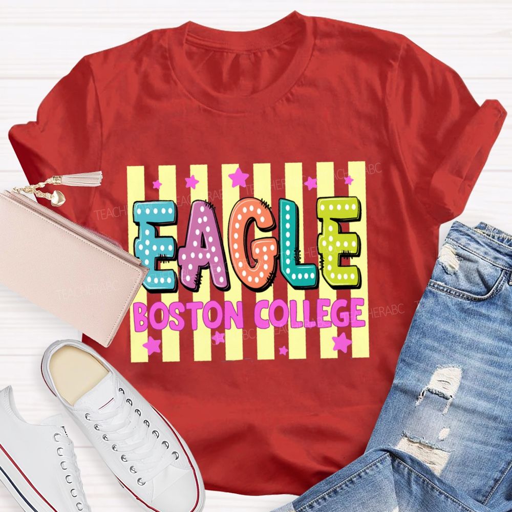Personalized Mascot And School Name Strip Star Teacher T-Shirt