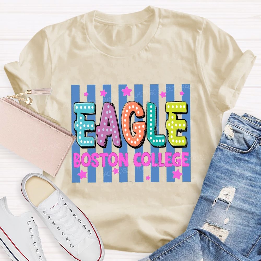 Personalized Mascot And School Name Strip Star Teacher T-Shirt