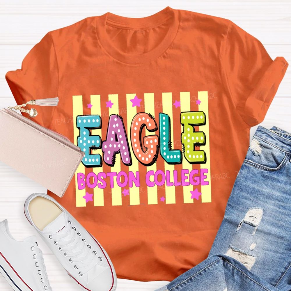 Personalized Mascot And School Name Strip Star Teacher T-Shirt