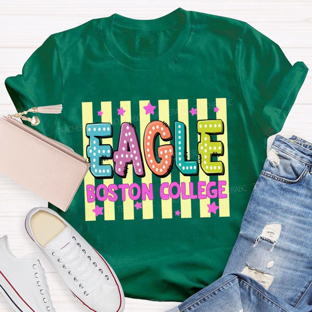 Personalized Mascot And School Name Strip Star Teacher T-Shirt