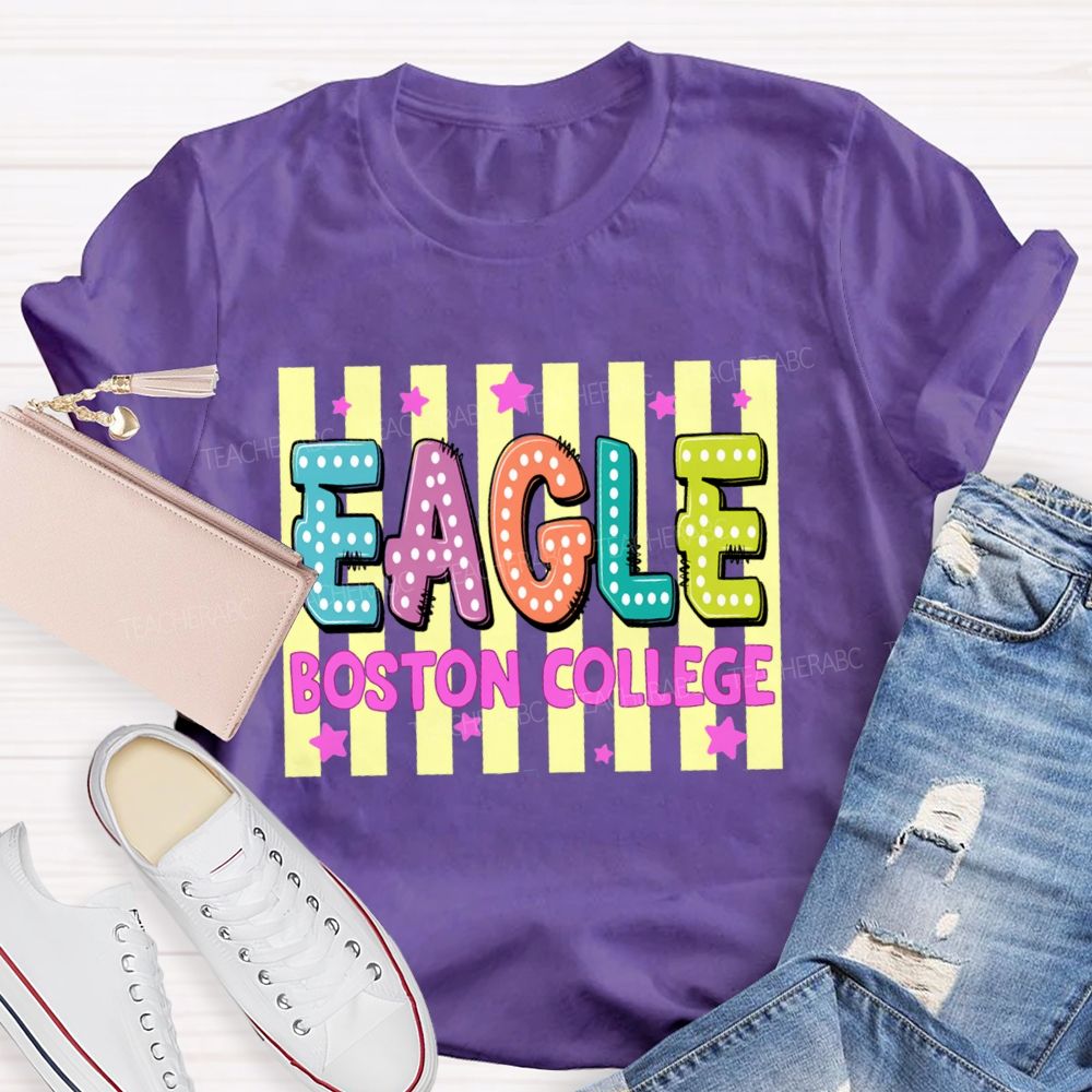 Personalized Mascot And School Name Strip Star Teacher T-Shirt