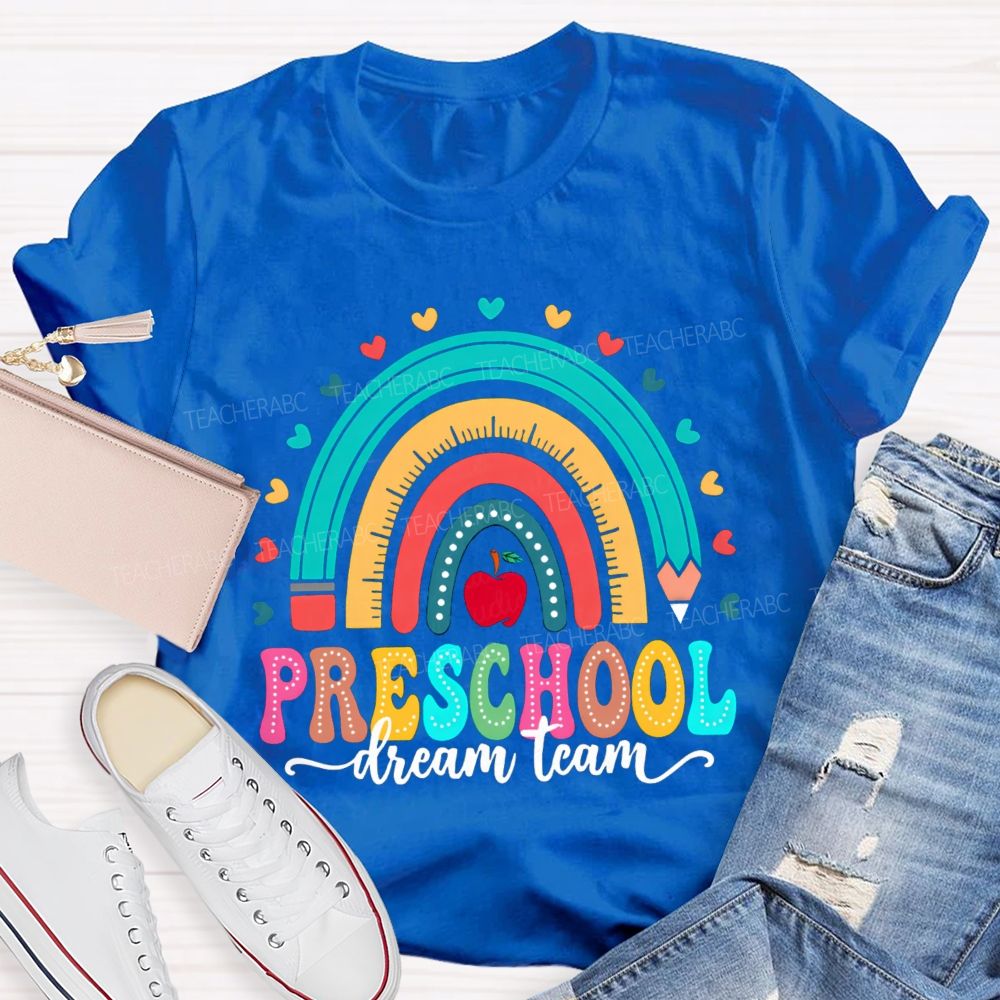 Personalized Grade Rainbow Heart Apple Teacher T-Shirt