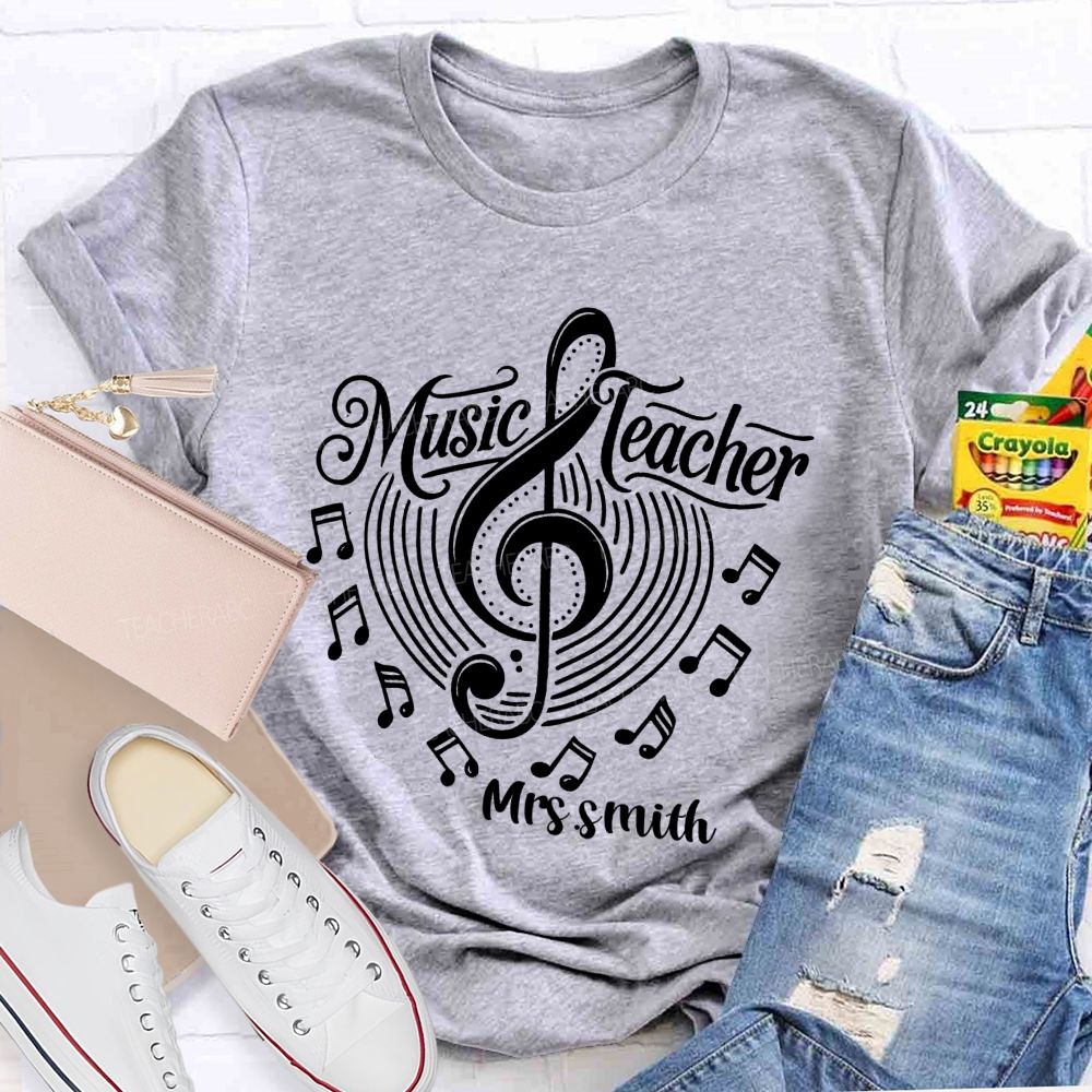 Personalized Name Music Notes Music DNA Teacher T-shirt