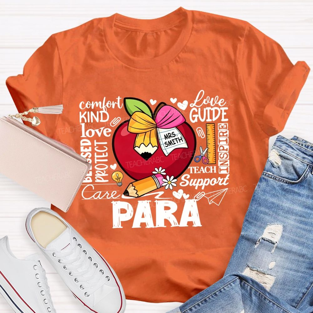 Personalized Name Para Comfort Kind Love Blessed Protect Care Love Guide Inspire Teach Support T-shirt