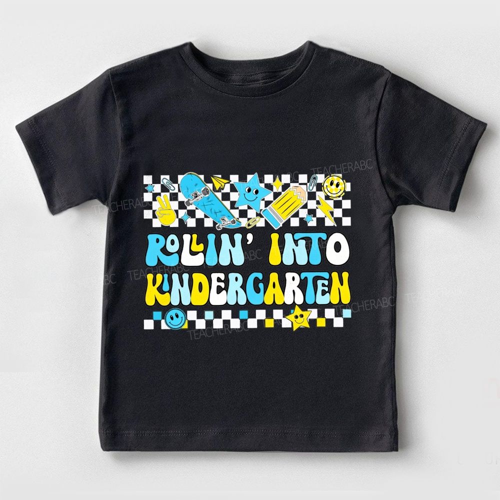 Personalized Grade Rollin' Into Kindergarten Toddler T-shirts