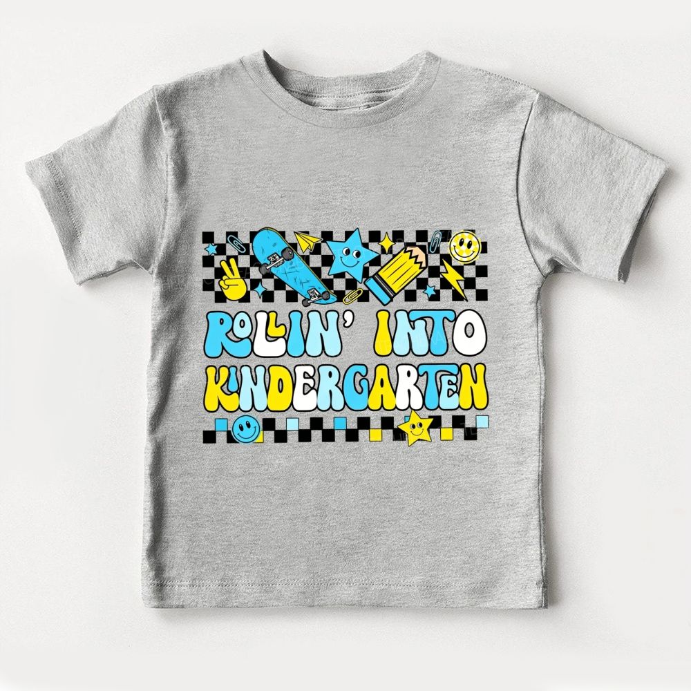 Personalized Grade Rollin' Into Kindergarten Toddler T-shirts
