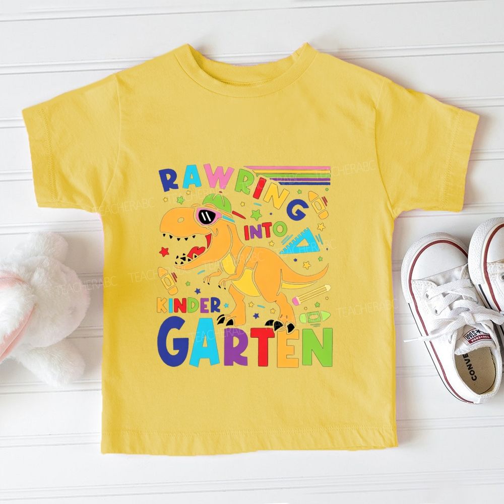 Personalized Grade Roaring Into Kindergarten Toddler T-shirts