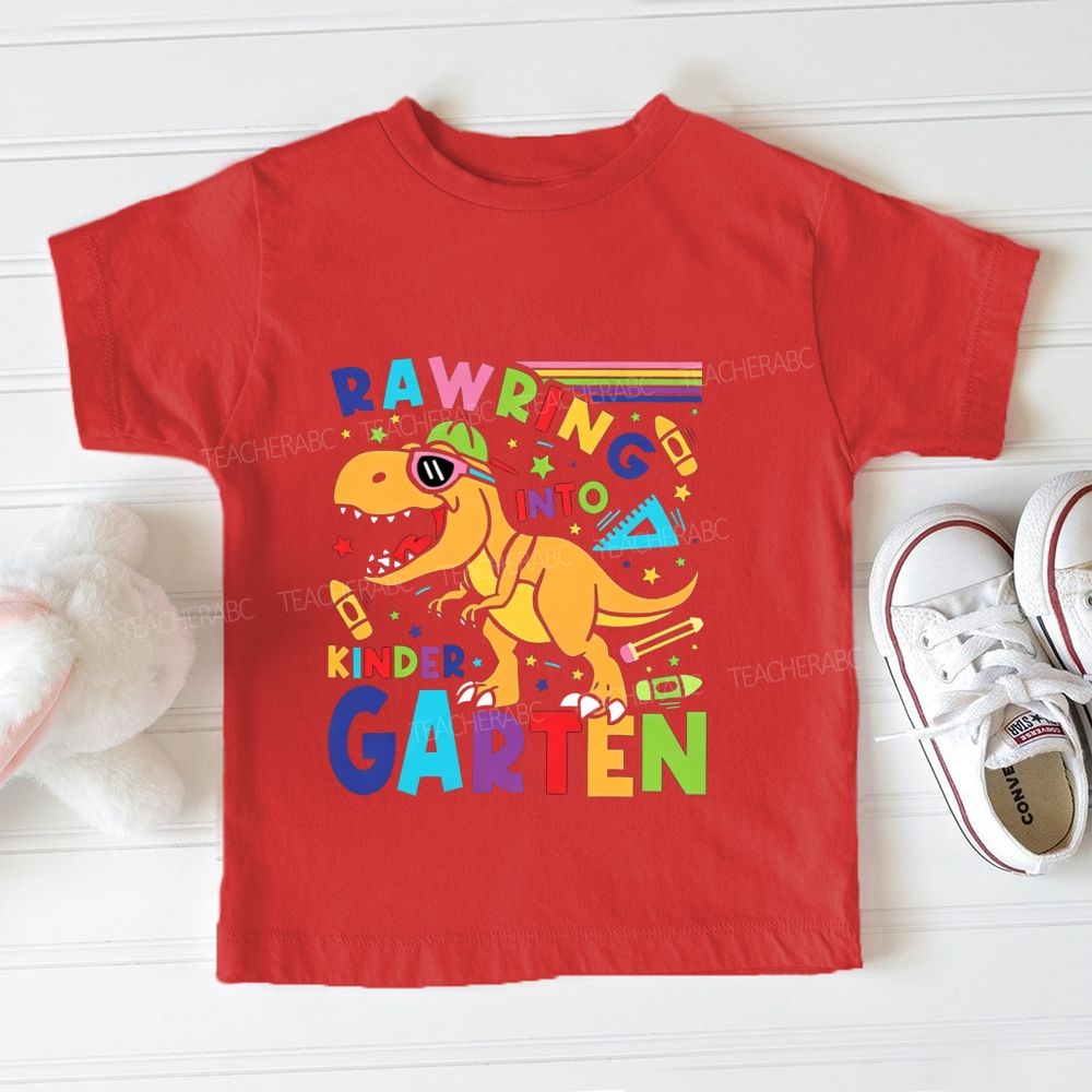 Personalized Grade Roaring Into Kindergarten Toddler T-shirts