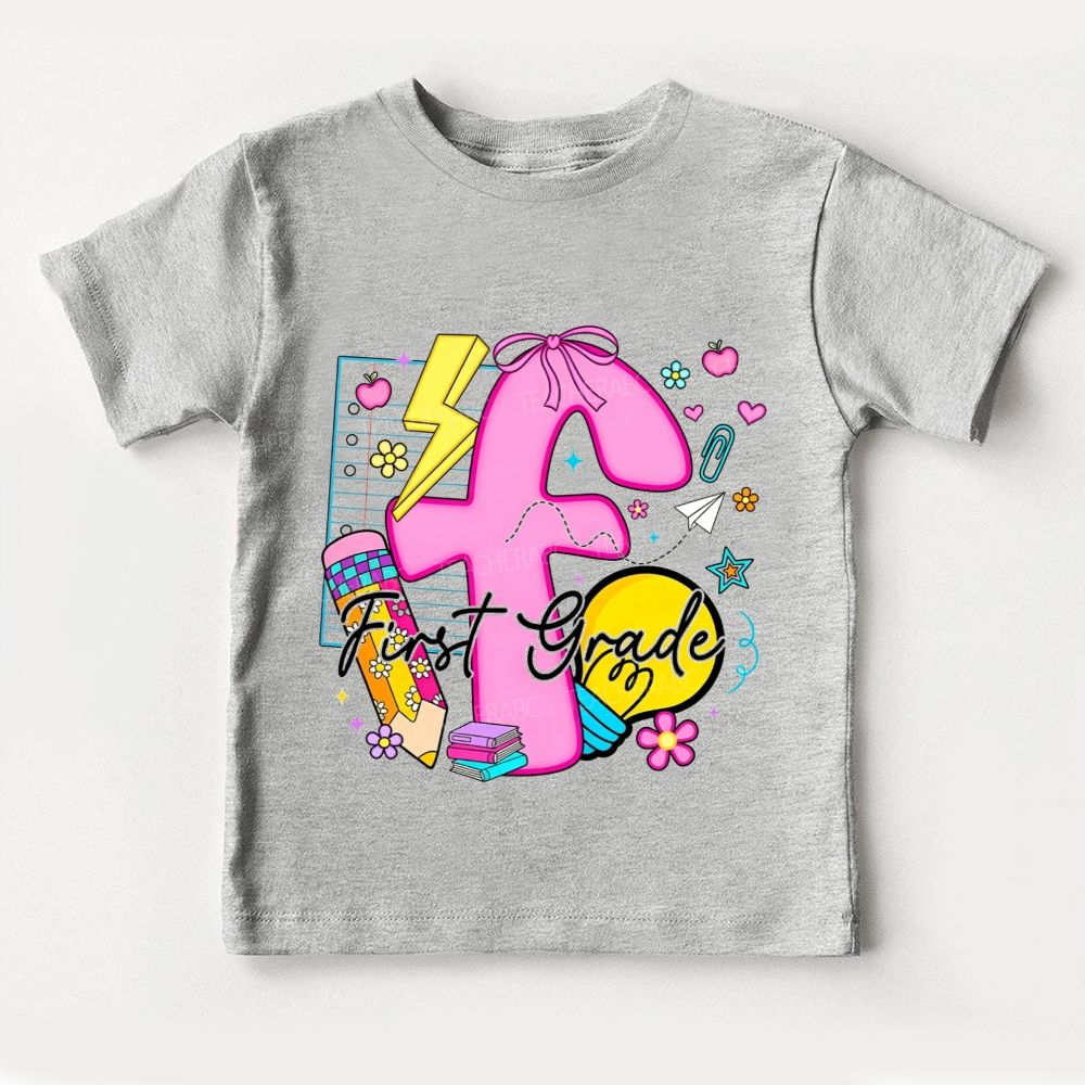 Personalized Grade First Grade Here I Glow Toddler T-shirts