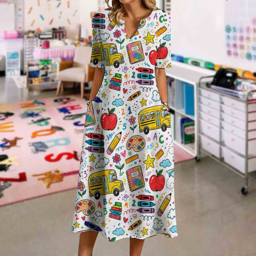 Back To School Apple School Bus Dress