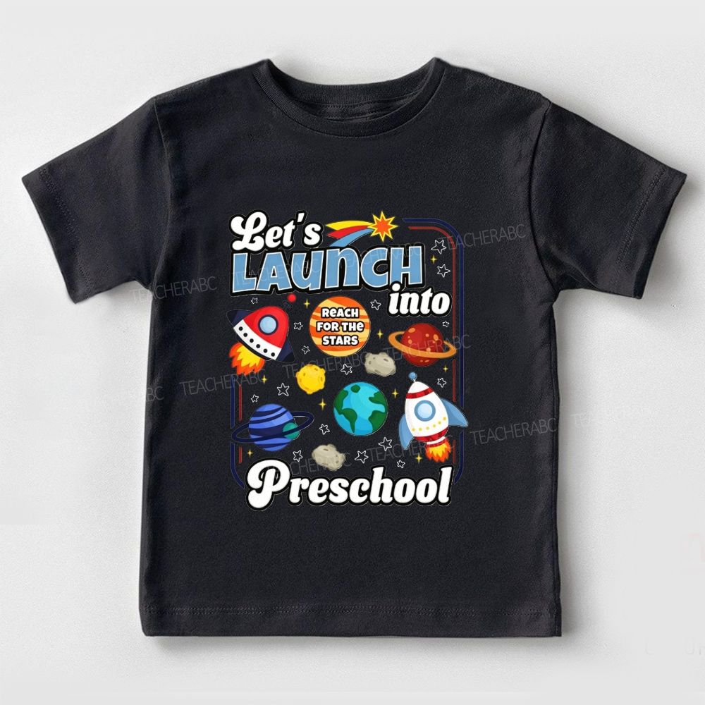 Personalized Grade Let'S Launch Into Preschool Toddler T-shirts