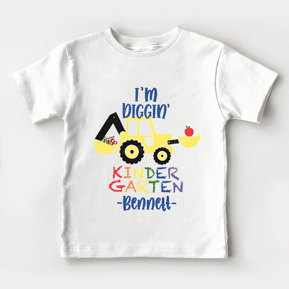 Personalized Name And Grade I'M Diggin' Kindergarten Toddler T-shirts