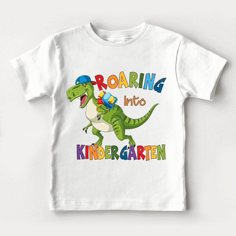 Personalized Grade Roaring Into Kindergarten Toddler T-shirts