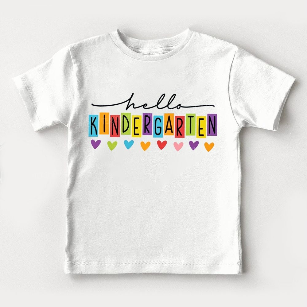 Personalized Grade Hello Kindergarten Color Heart Toddler T-shirts