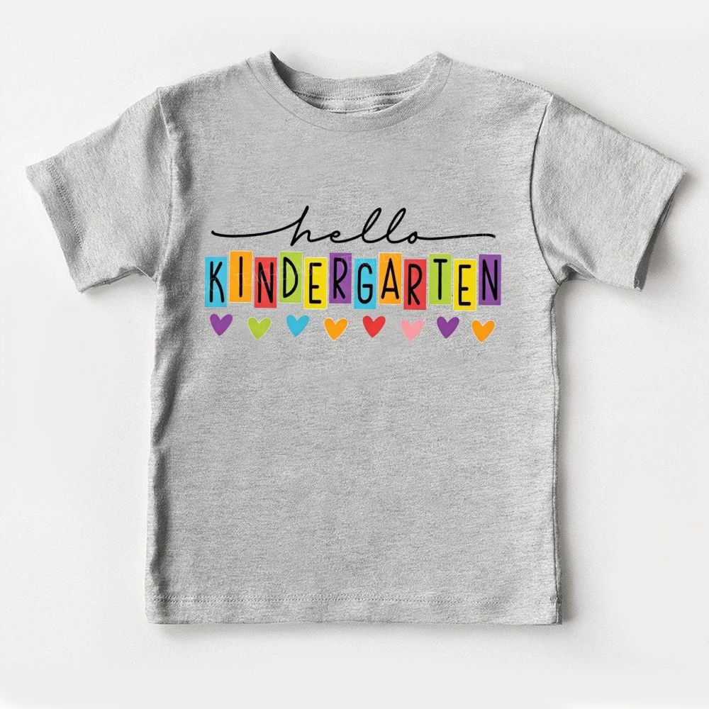 Personalized Grade Hello Kindergarten Color Heart Toddler T-shirts