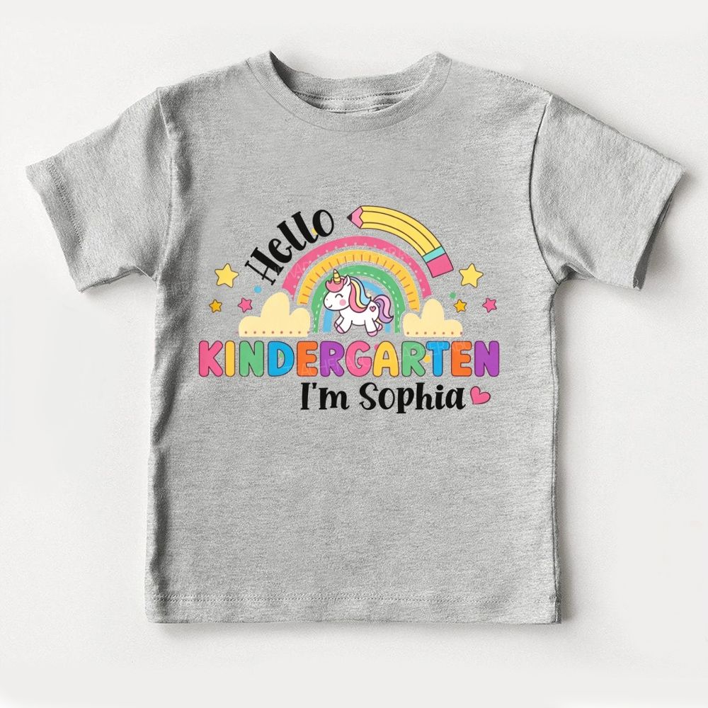 Personalized Name And Grade Hello Kindergarten Toddler T-shirts